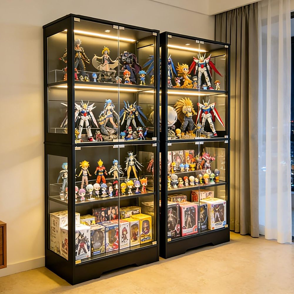 Glass Cabinet Display - 5.5ft Tall 2-Door Glass Display Cabinet,