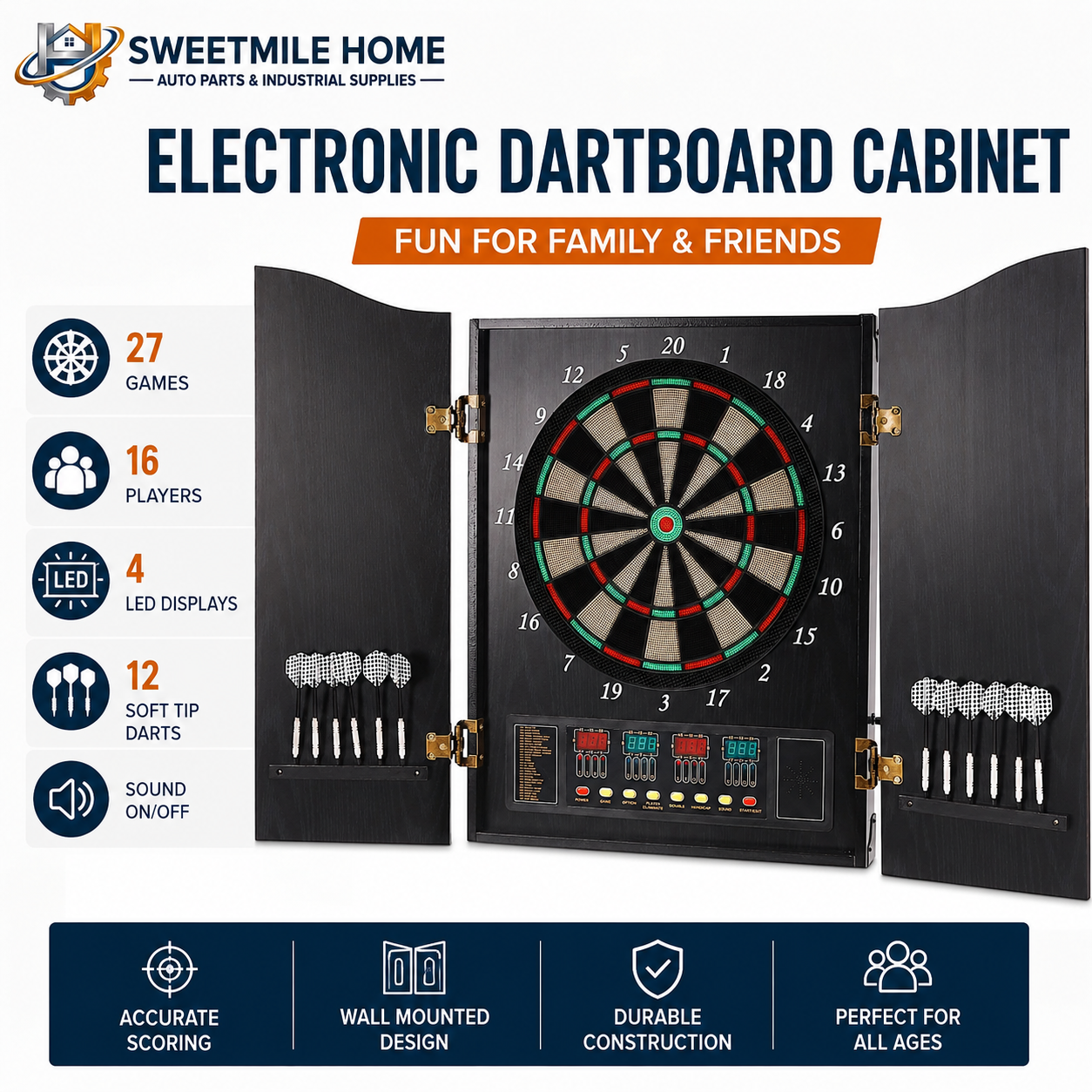 Electronic Dartboard Cabinet - Wall Mounted Electronic Dartboard Cabinet 4