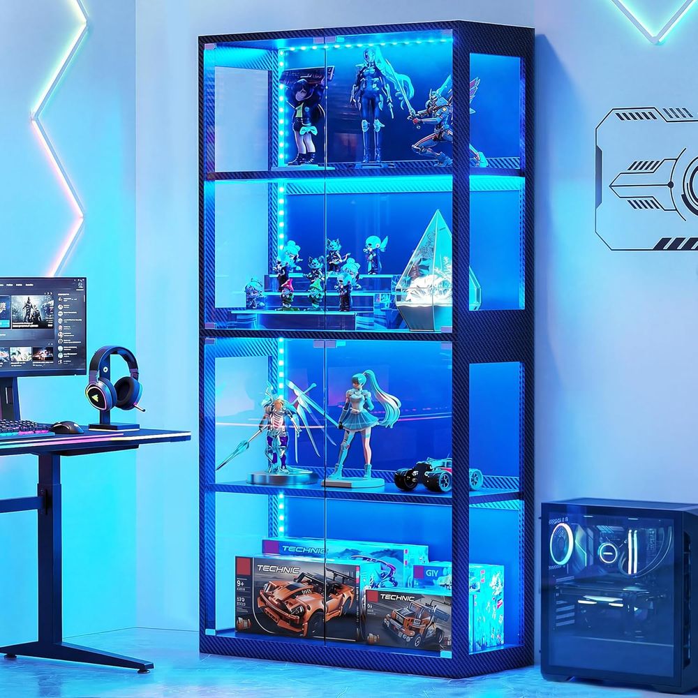 4-Tier Glass Display Cabinet w - Glass Cabinet Display review and price