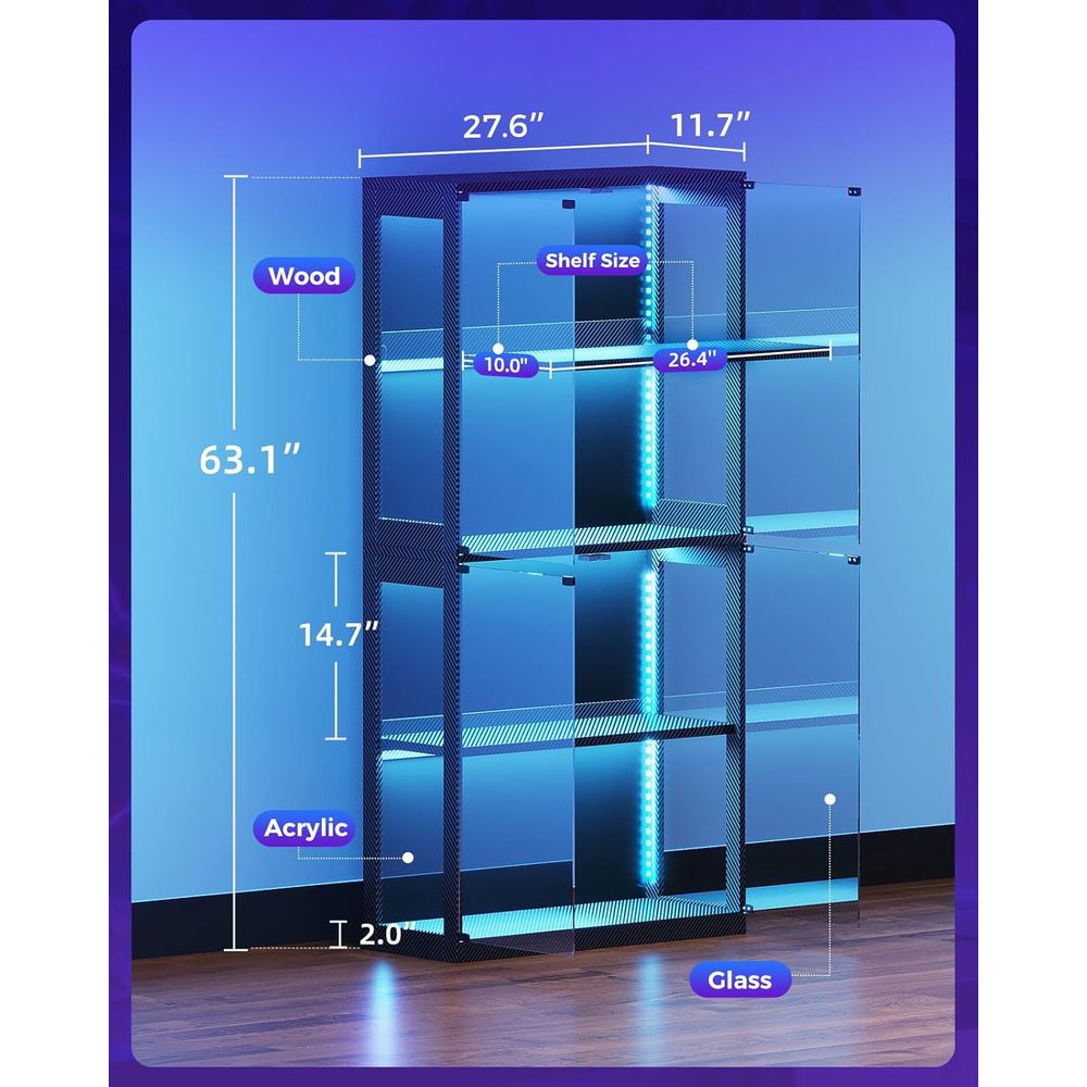 4-Tier Glass Display Cabinet w - Glass Cabinet Display review and price