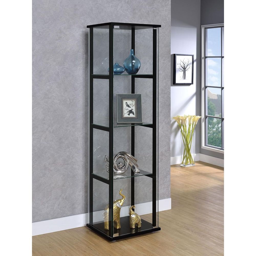 64-inch 5-Tier Clear Glass Cur - Glass Cabinet Display review and price