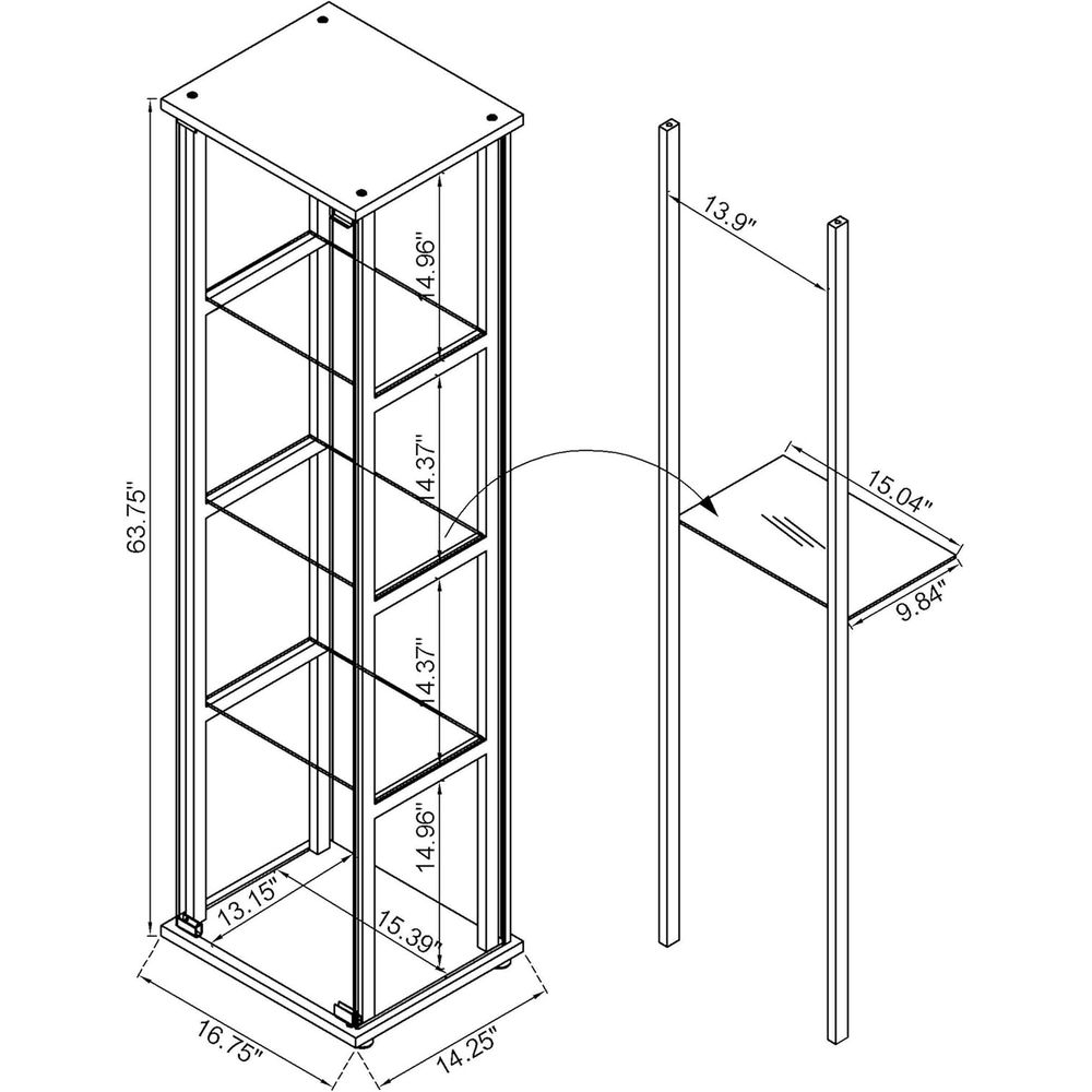 64-inch 5-Tier Clear Glass Cur - Glass Cabinet Display review and price