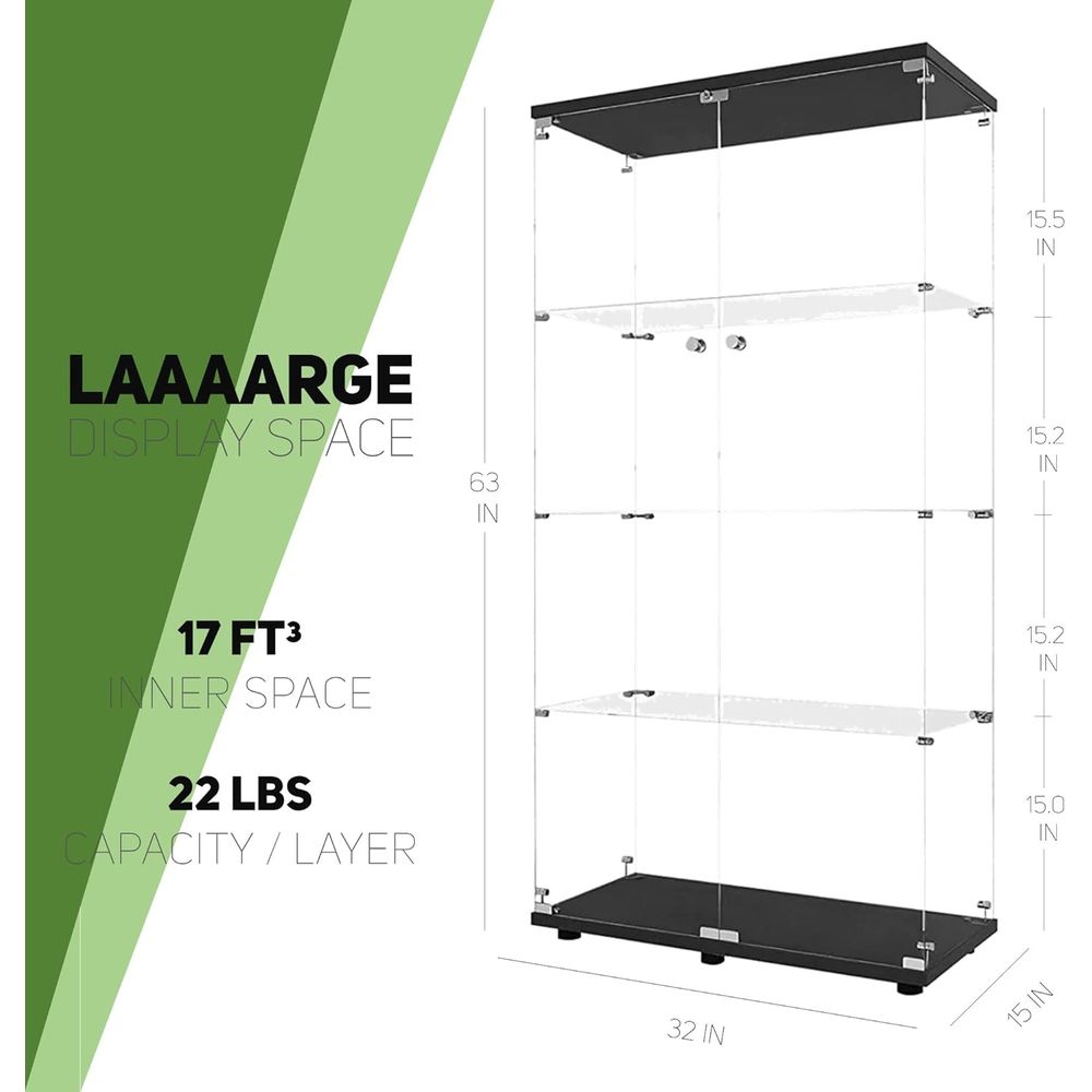Black Floor Standing Glass Dis - Glass Cabinet Display review and price