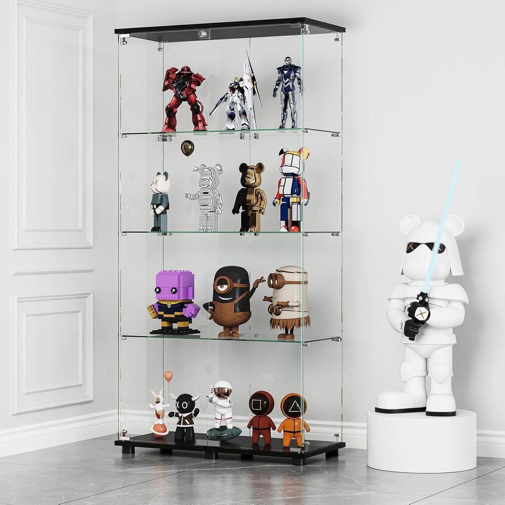 4-Shelf Double Door Lockable G - Glass Cabinet Display review and price