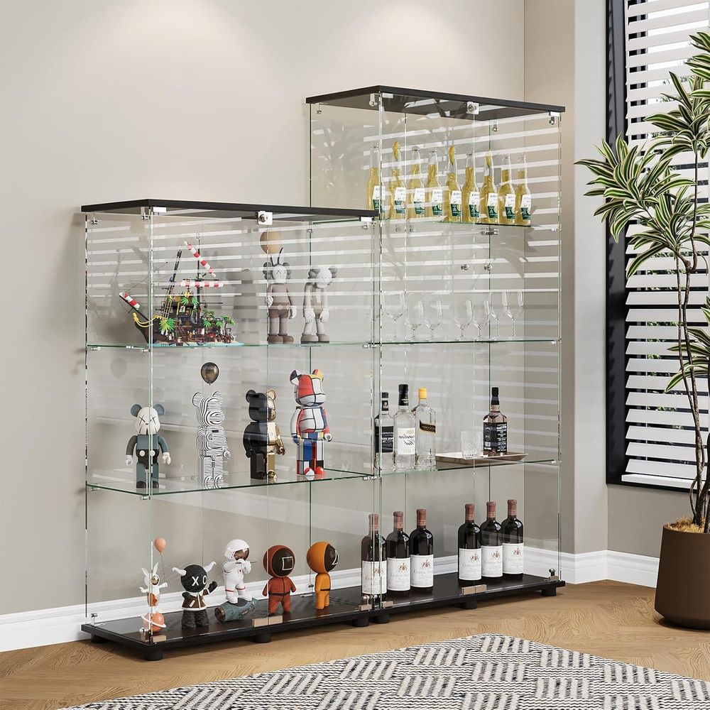4-Shelf Double Door Lockable G - Glass Cabinet Display review and price