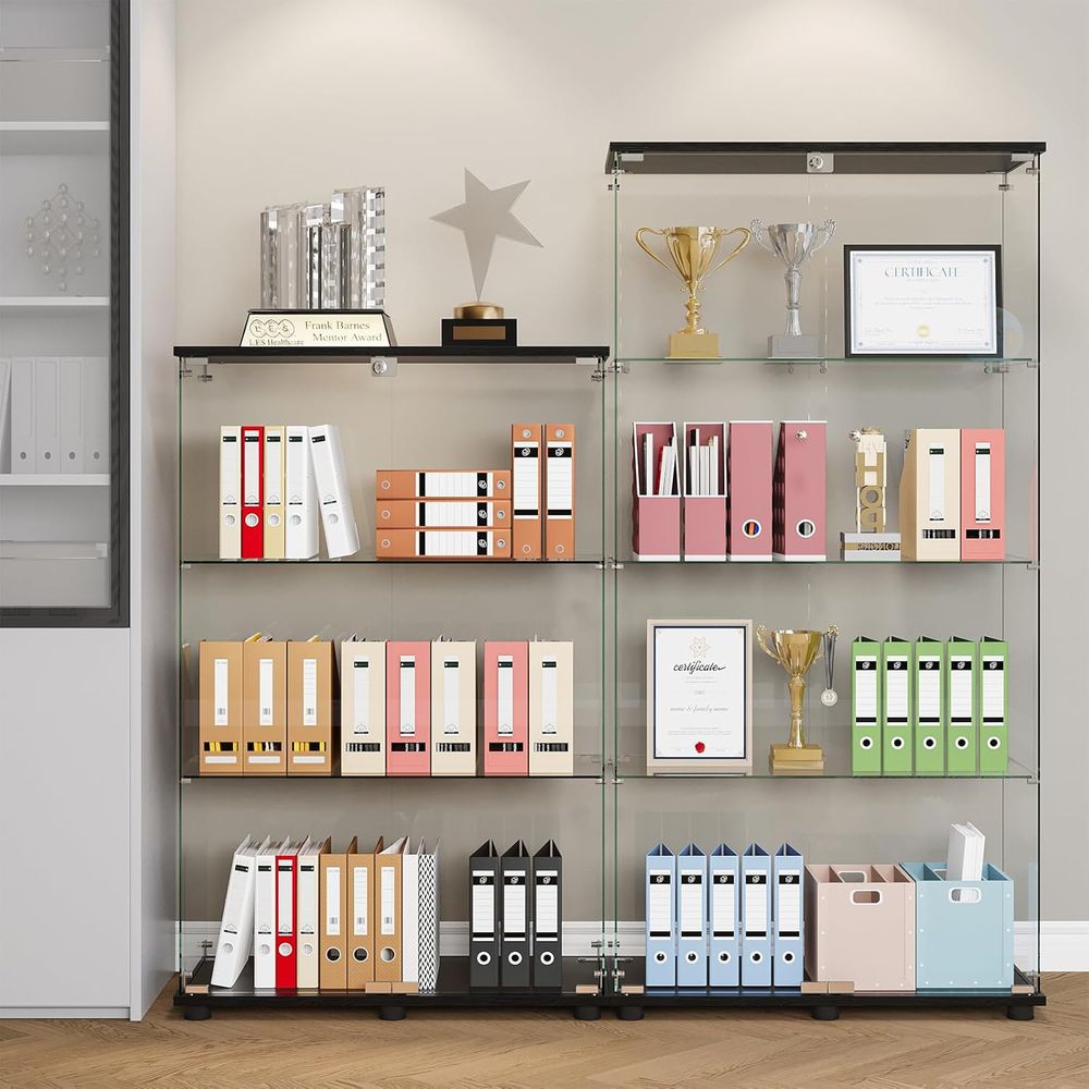 4-Shelf Double Door Lockable G - Glass Cabinet Display review and price