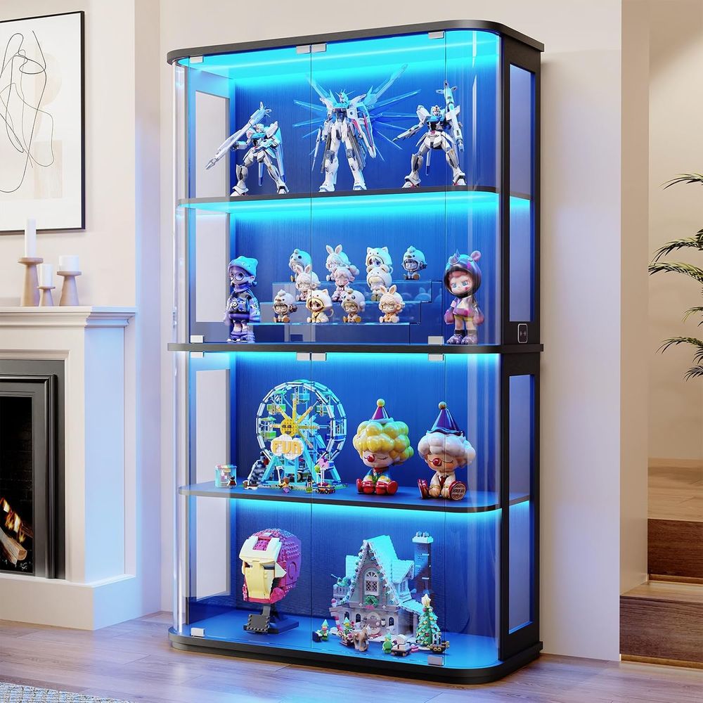 4-Tier Glass Display Cabinet w - Glass Cabinet Display review and price