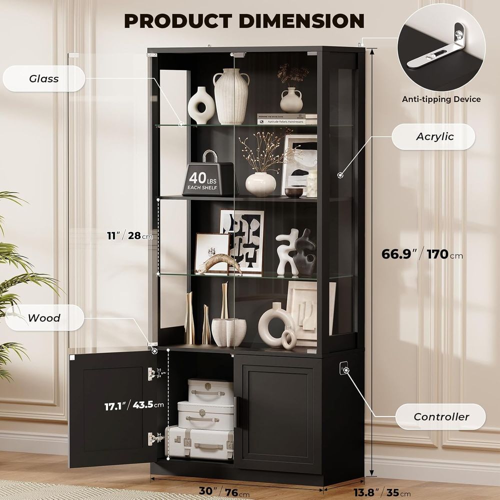 67 4-Tier Glass Display Cabine - Glass Cabinet Display review and price