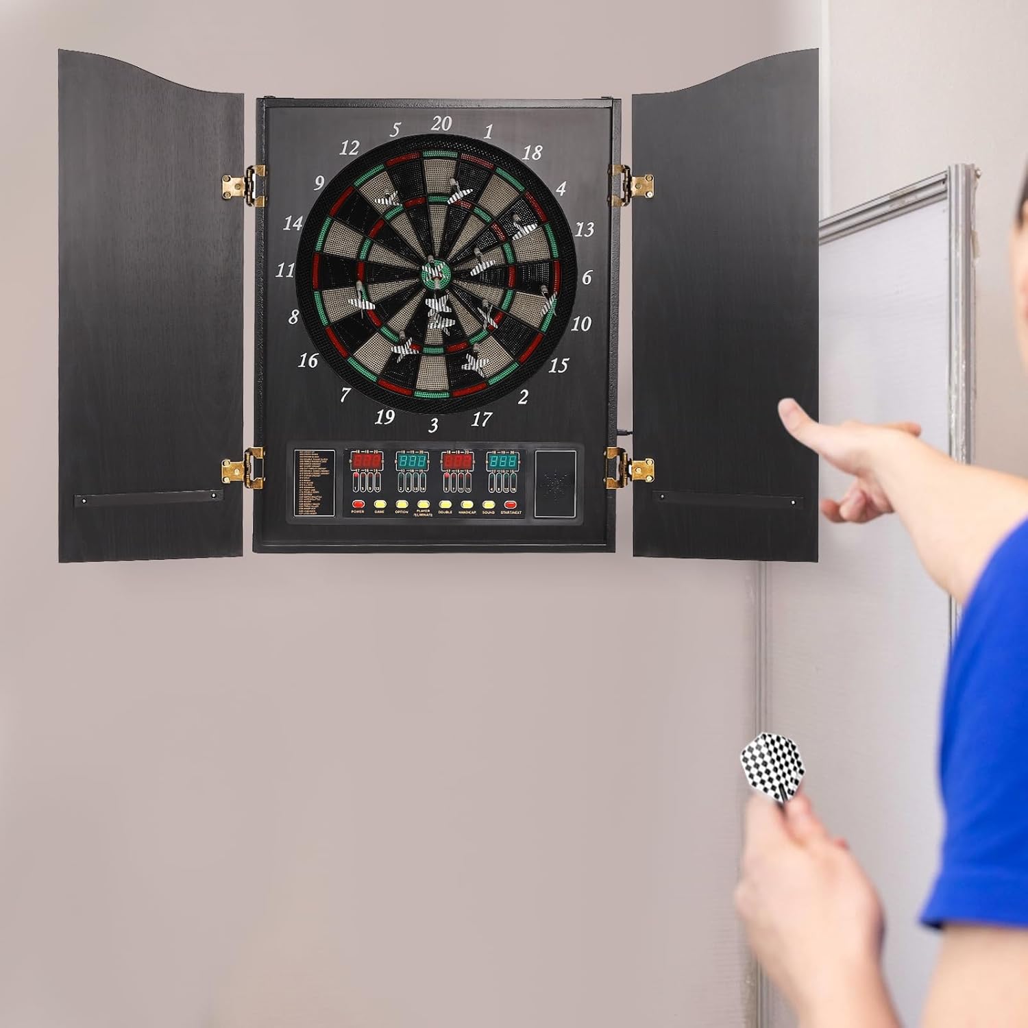 Wall Mounted Electronic Dartbo - Electronic Dartboard Cabinet review and price