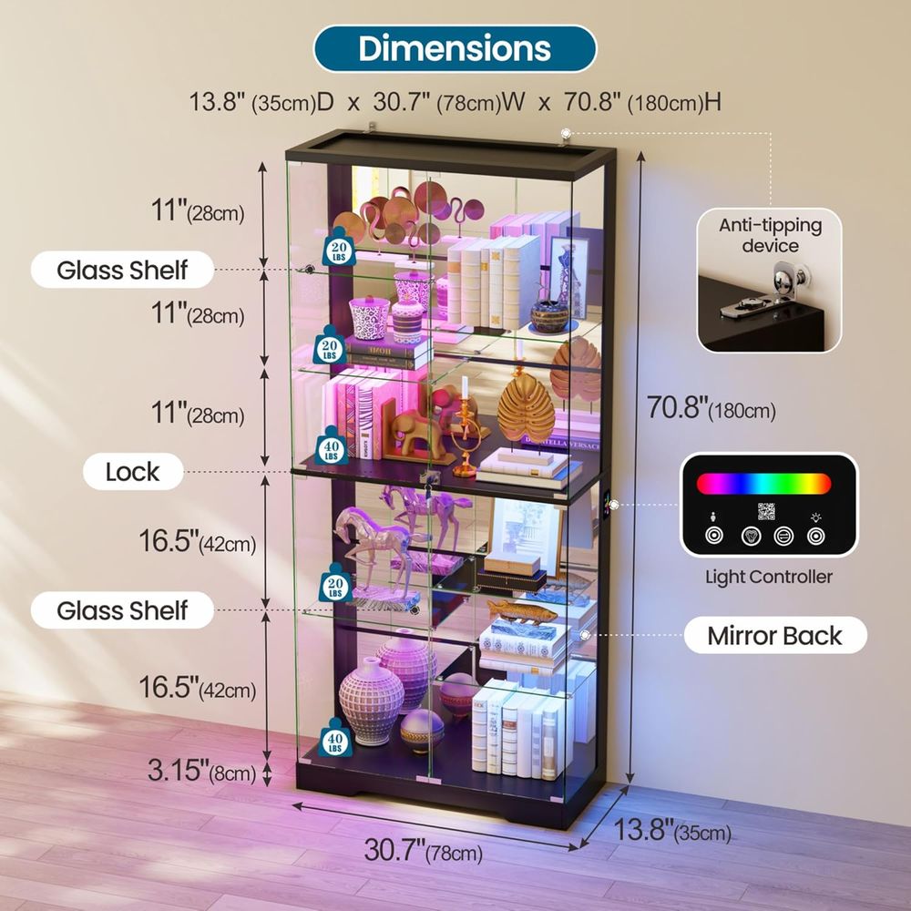 10-Tier Lockable Glass Display - Glass Cabinet Display review and price