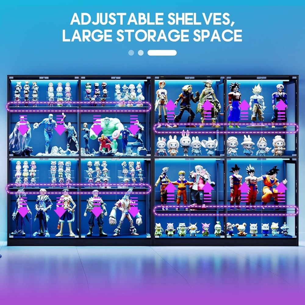 4-Tier LED-Lit Glass Shelf Cab - Glass Cabinet Display review and price