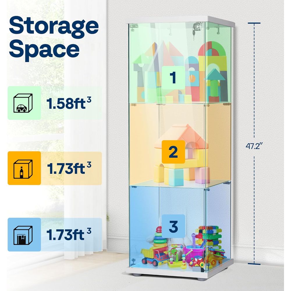 15.7W x 15.7D x 47.2H Tempered - Glass Cabinet Display review and price