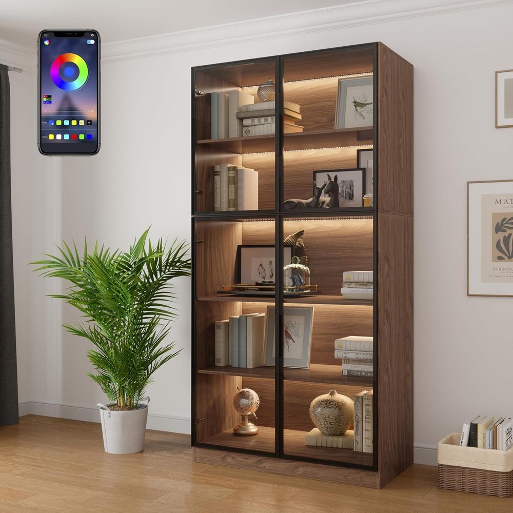 78.7 LED-lit 5-Tier Glass Door - Glass Cabinet Display review and price