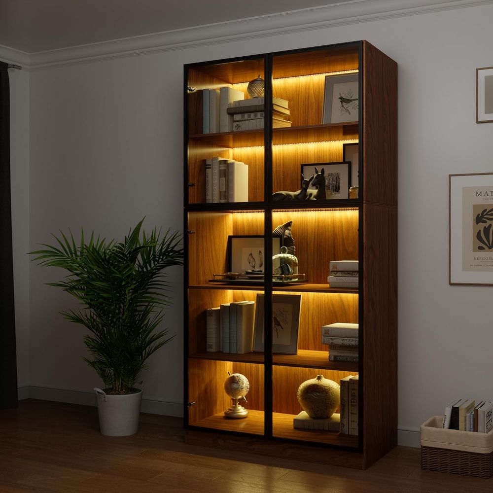 78.7 LED-lit 5-Tier Glass Door - Glass Cabinet Display review and price
