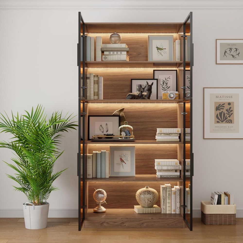 78.7 LED-lit 5-Tier Glass Door - Glass Cabinet Display review and price