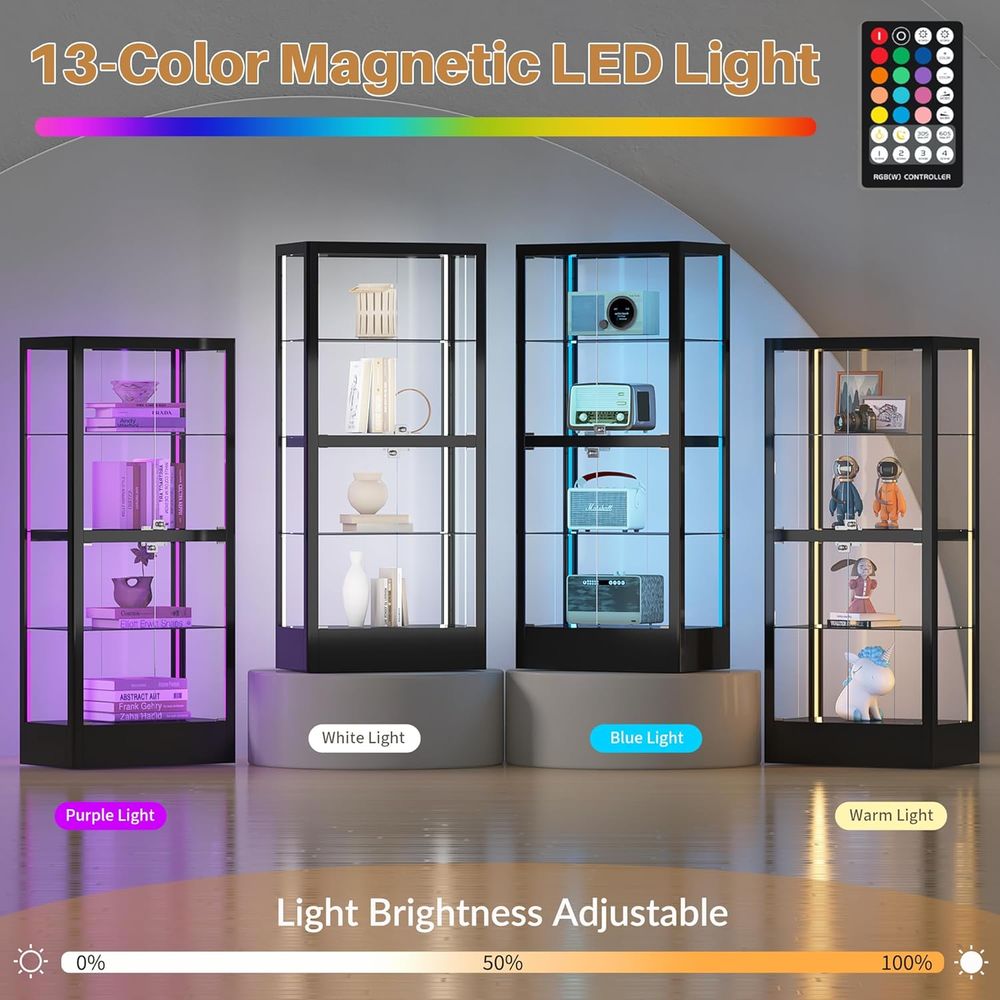 4-Sided Lockable Glass Display - Glass Cabinet Display review and price