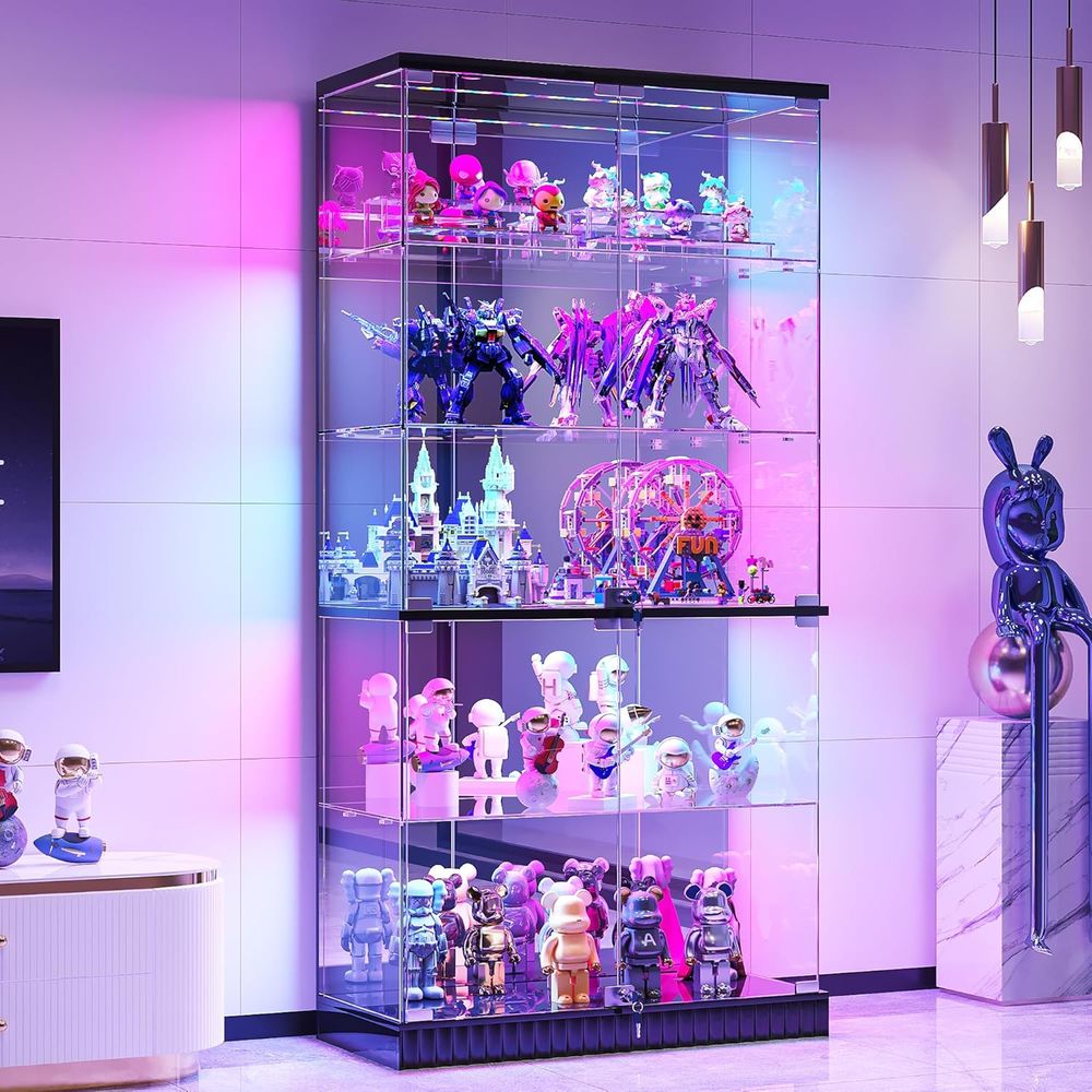 LED-Illuminated 5-Tier Lockabl - Glass Cabinet Display review and price