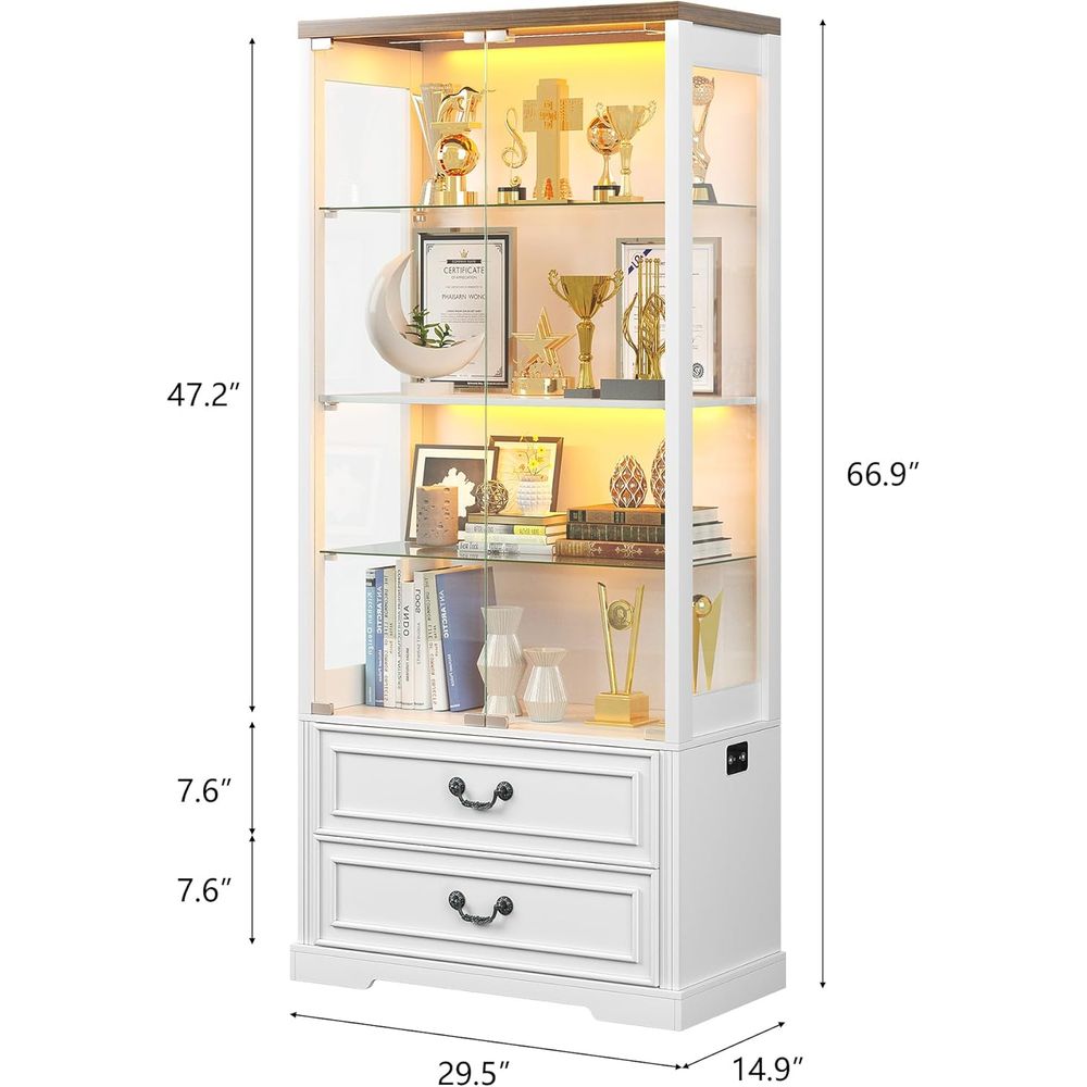 67 Glass Door Adjustable Shelv - Glass Cabinet Display review and price