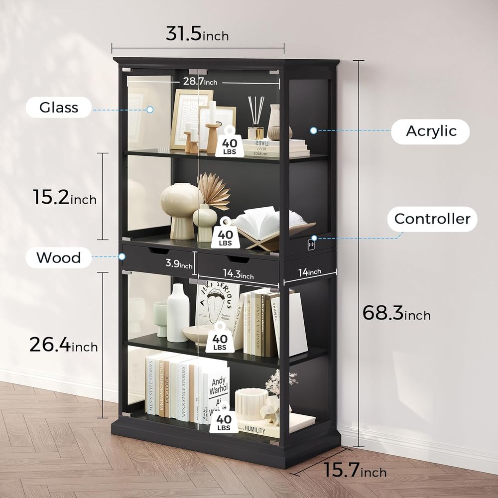 68 Tall Glass Display Cabinet  - Glass Cabinet Display review and price