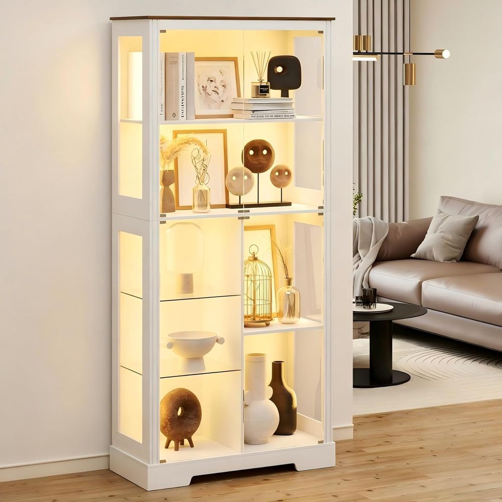 7-Tier Glass Display Cabinet w - Glass Cabinet Display review and price