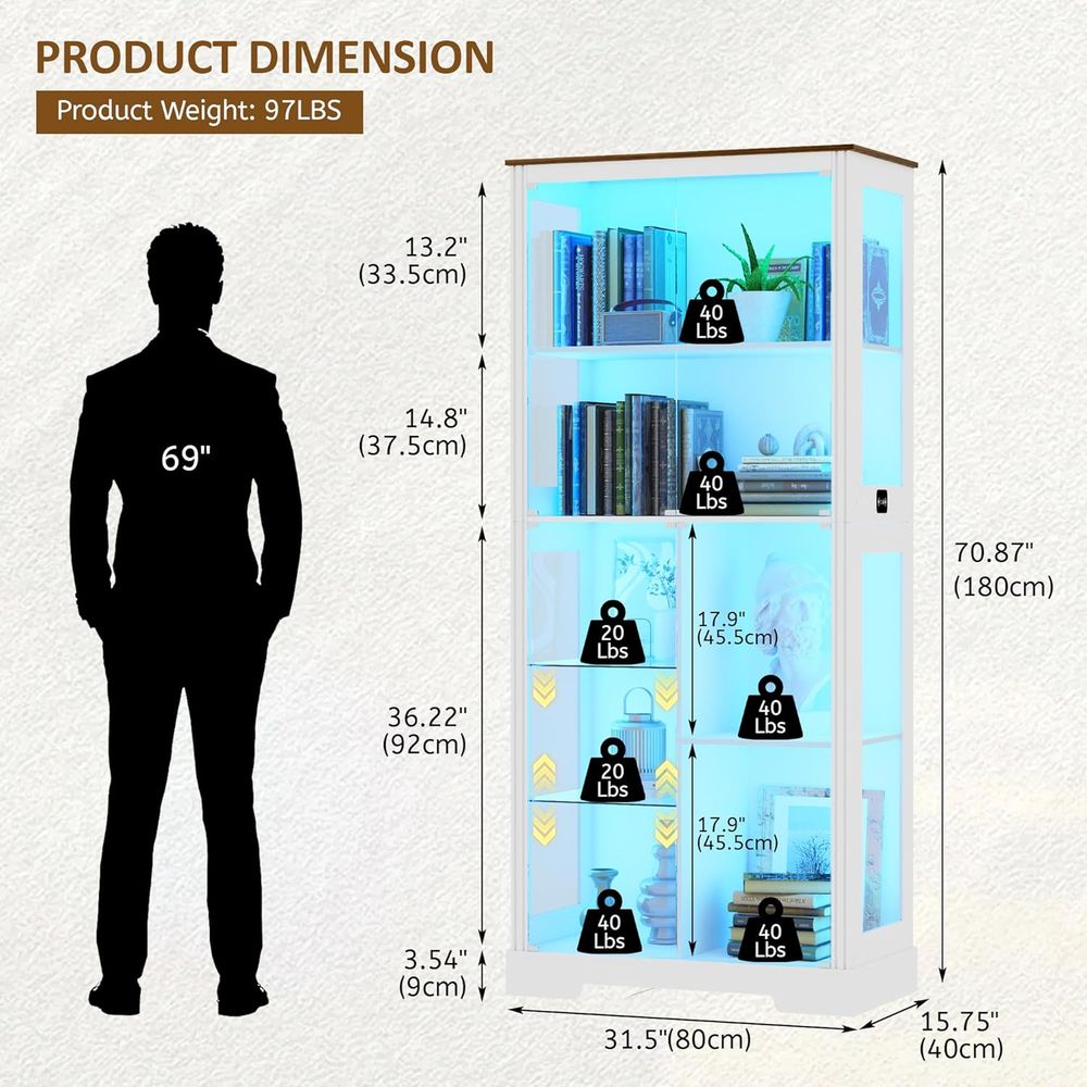 7-Tier Glass Display Cabinet w - Glass Cabinet Display review and price