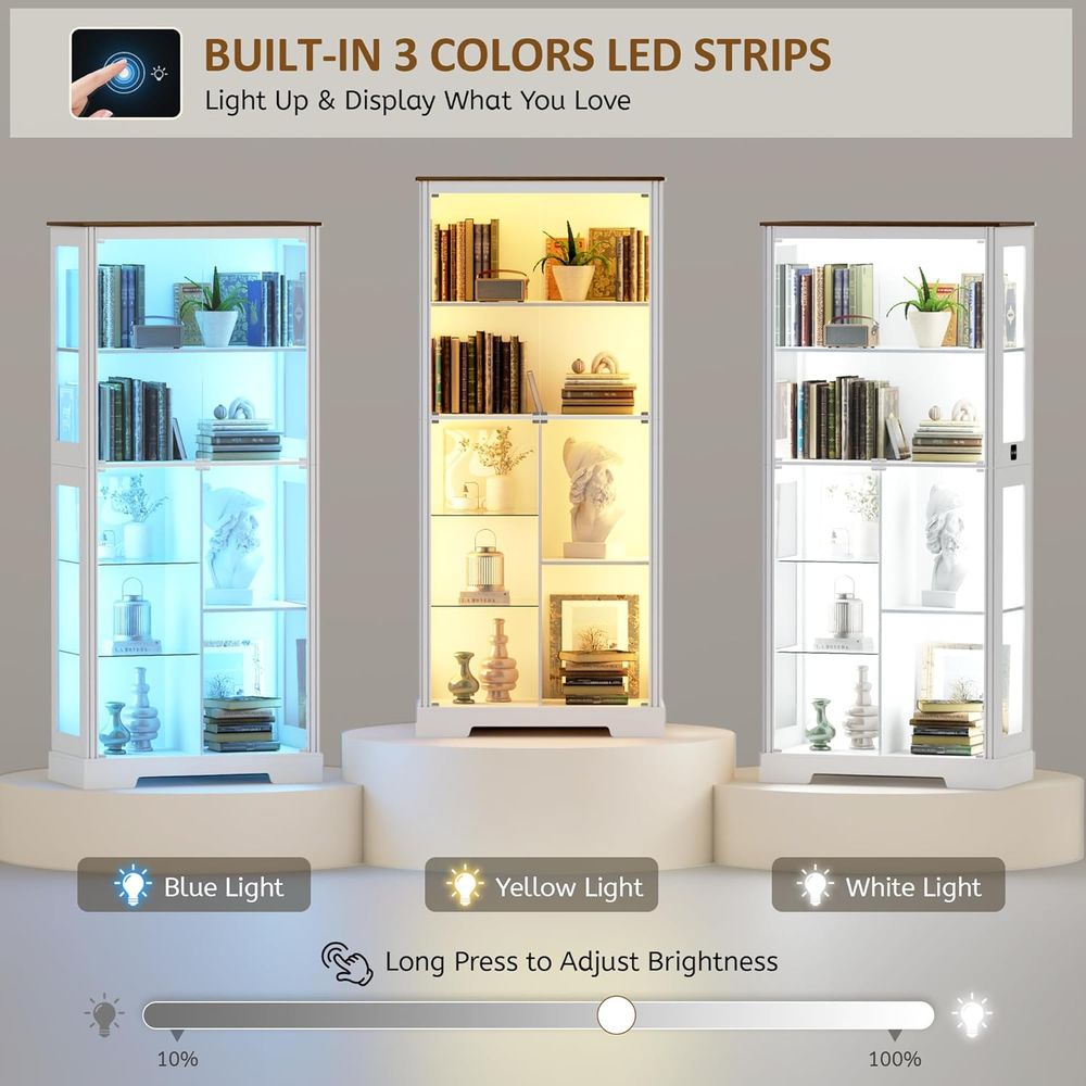 7-Tier Glass Display Cabinet w - Glass Cabinet Display review and price